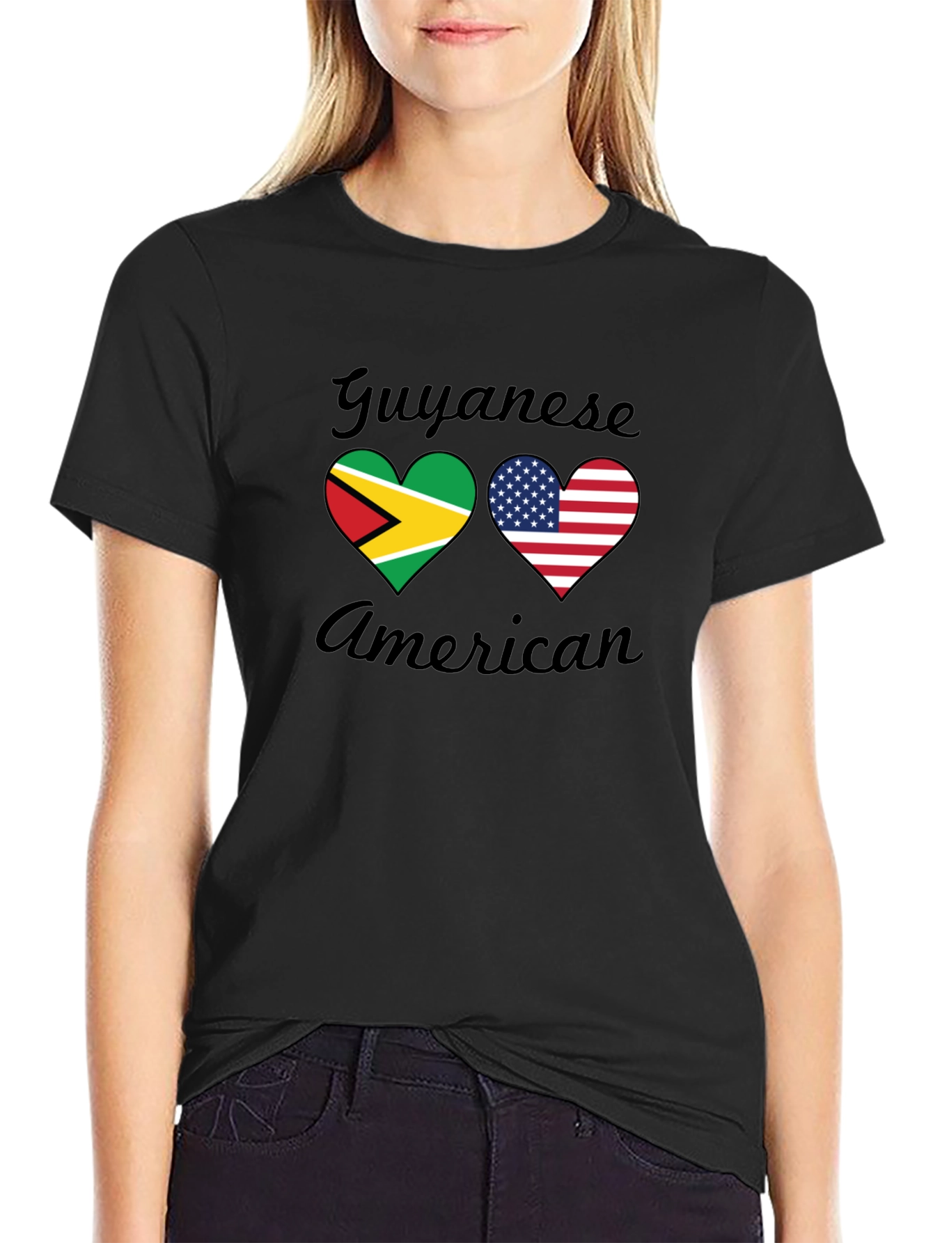Guyanese American Flag Heart T-Shirt
