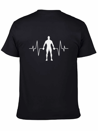 Bodybuilding Heartbeat Graphic Tee - Black