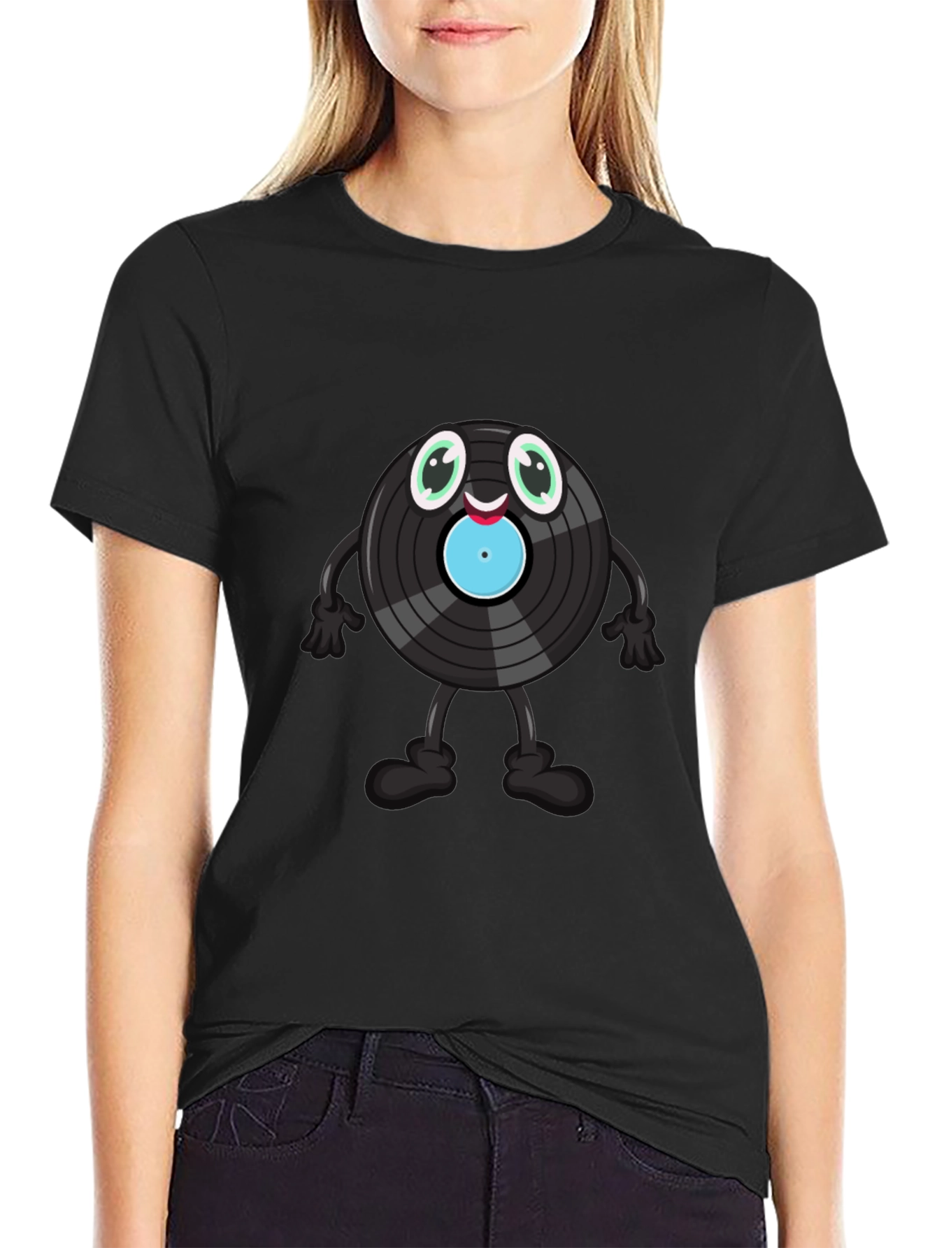 Cute Vinyl Record Cartoon Graphic Tee