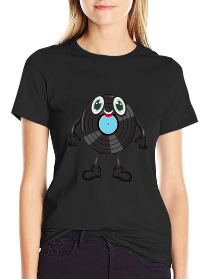 Cute Vinyl Record Cartoon Graphic Tee