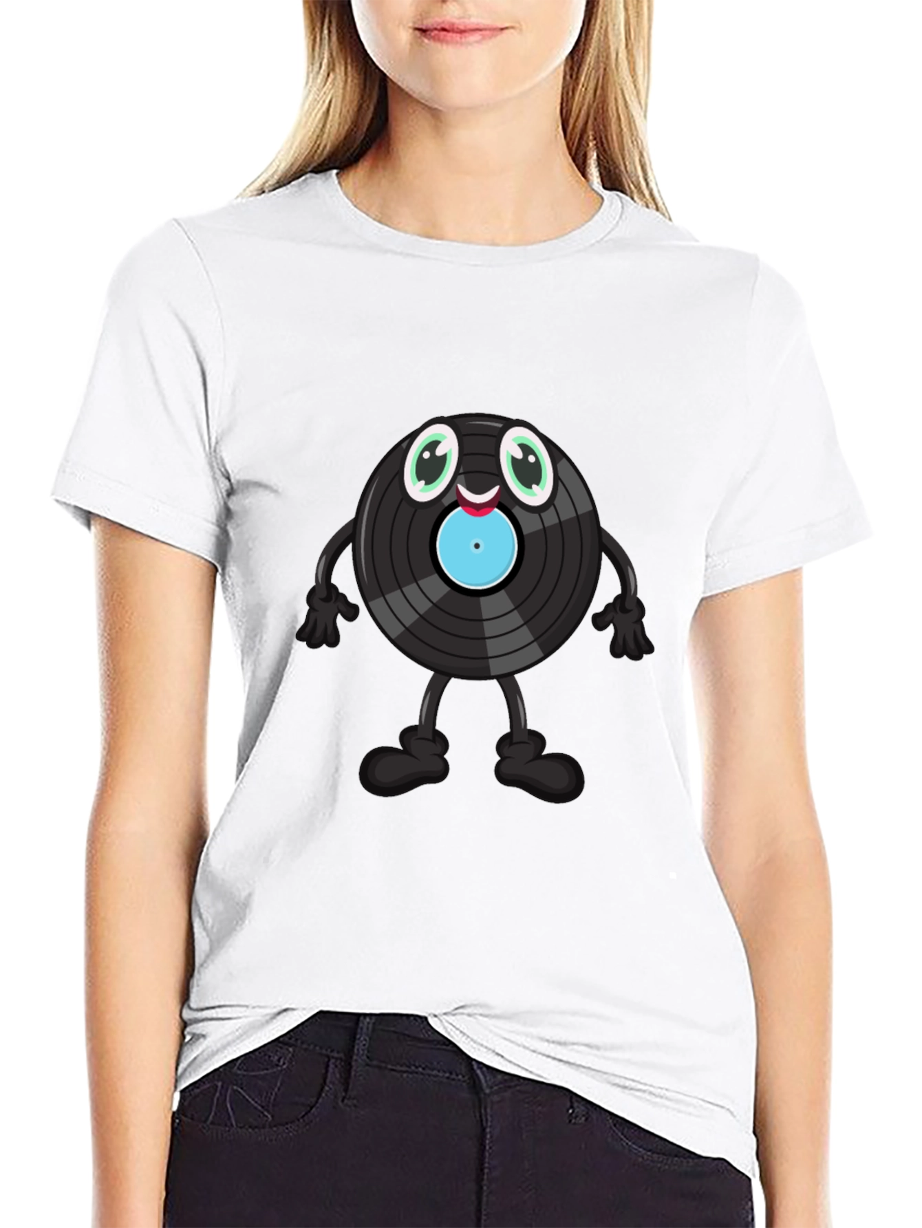 Cute Vinyl Record Cartoon Graphic Tee