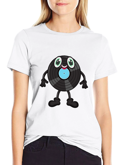Cute Vinyl Record Cartoon Graphic Tee