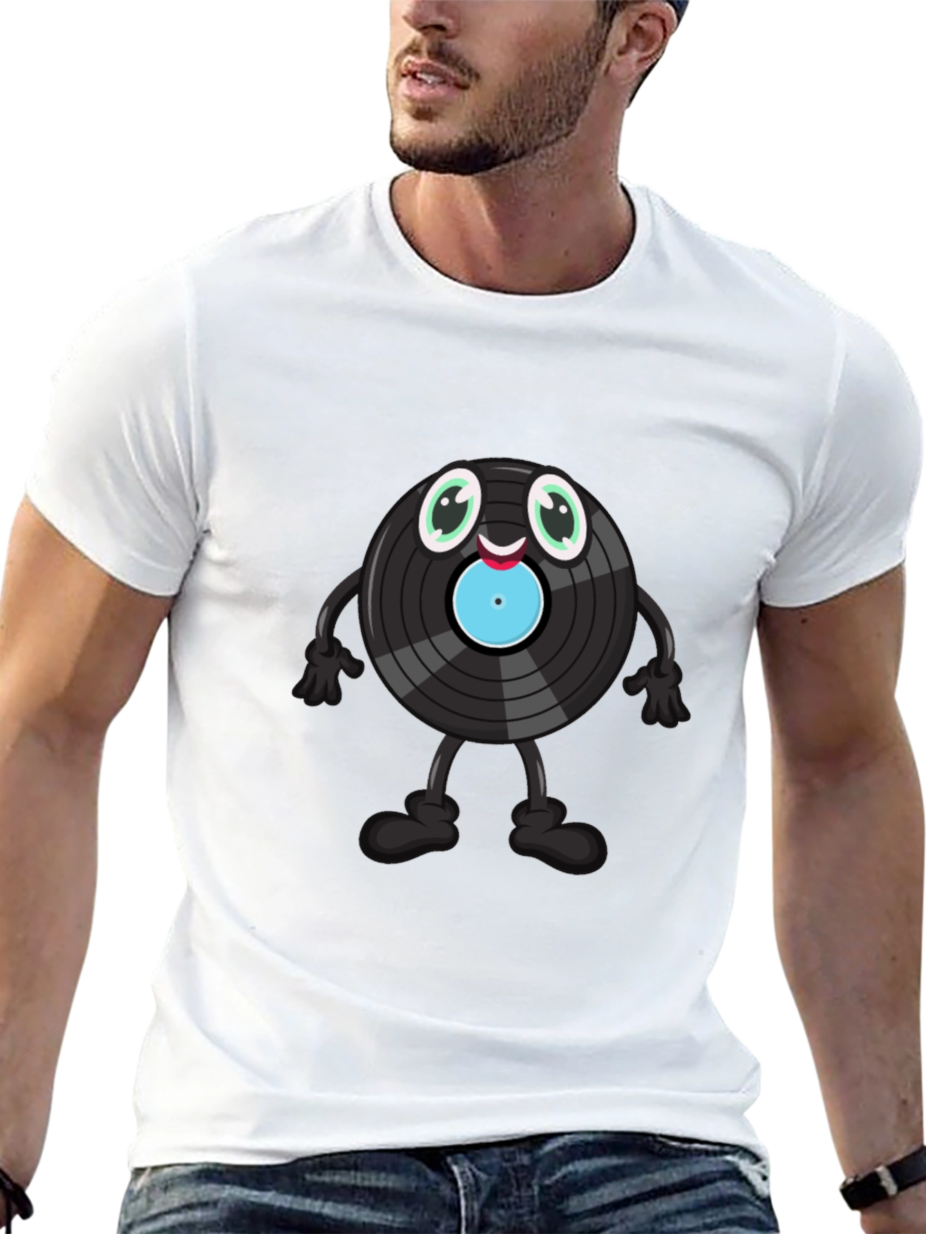Cute Vinyl Record Cartoon Graphic Tee