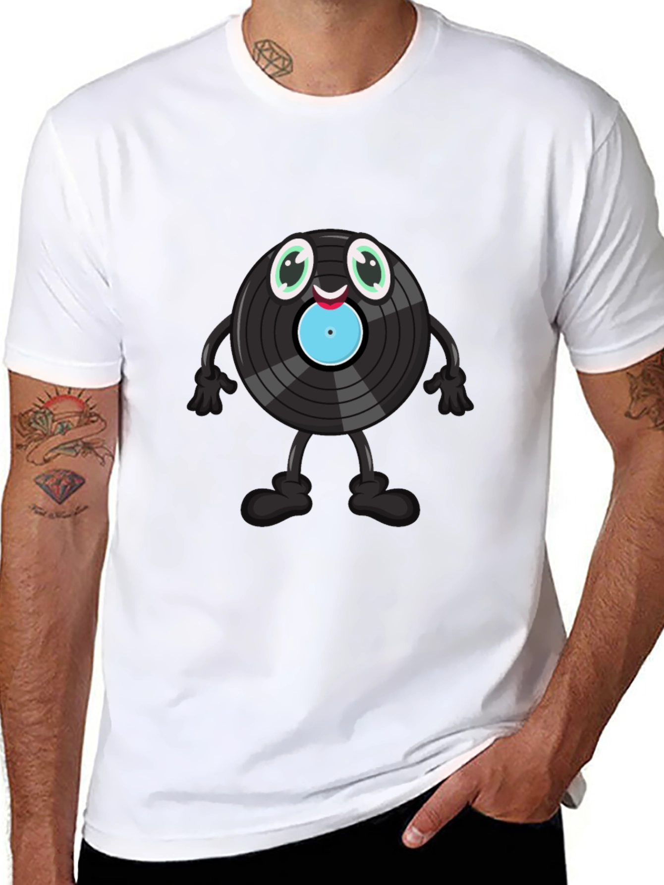 Cute Vinyl Record Cartoon Graphic Tee