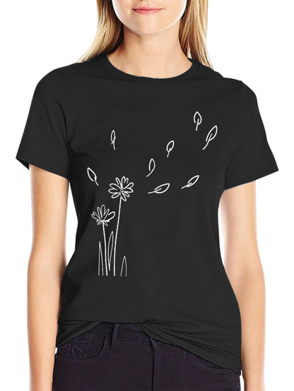 Dandelion Wind Black T-Shirt - Casual Graphic Tee