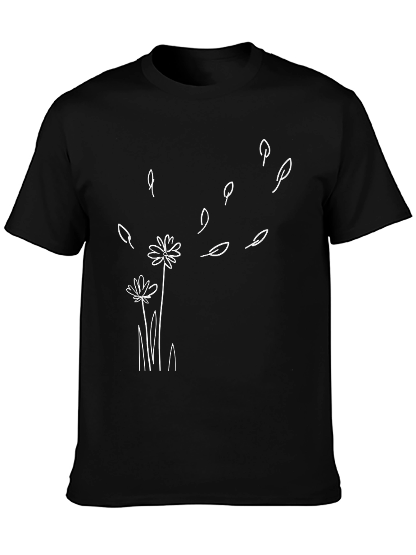 Dandelion Wind Black T-Shirt - Casual Graphic Tee