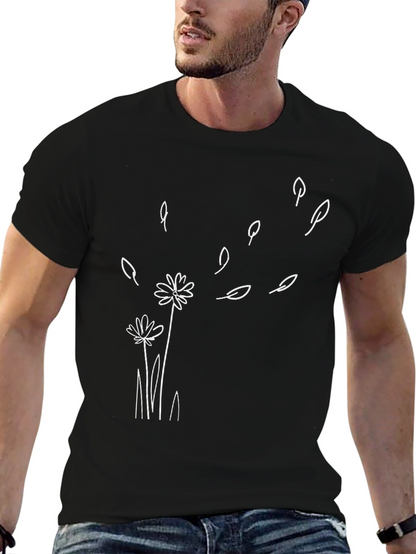 Dandelion Wind Black T-Shirt - Casual Graphic Tee