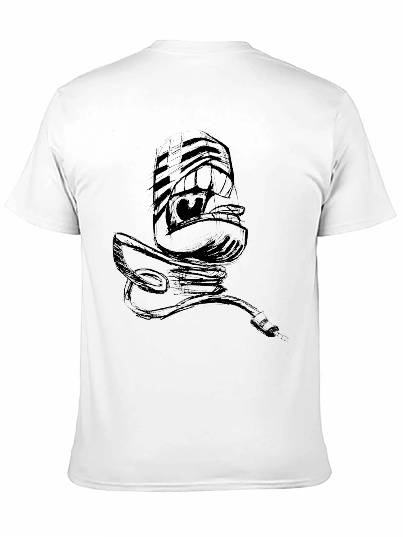 Black Graphic Tee - Retro Microphone Design