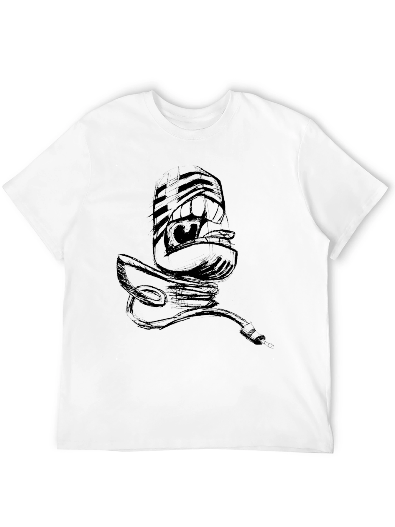 Black Graphic Tee - Retro Microphone Design