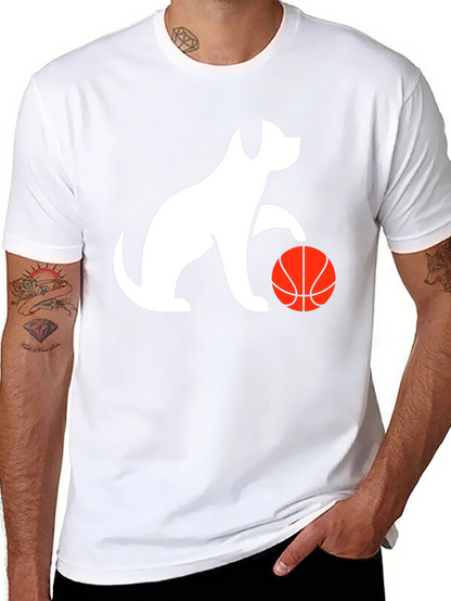 Dog Playing Basketball Black Graphic Tee