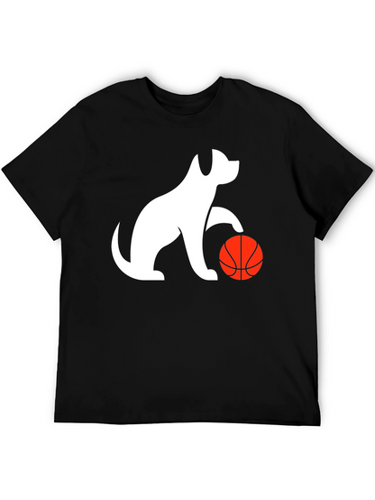 Dog Playing Basketball Black Graphic Tee
