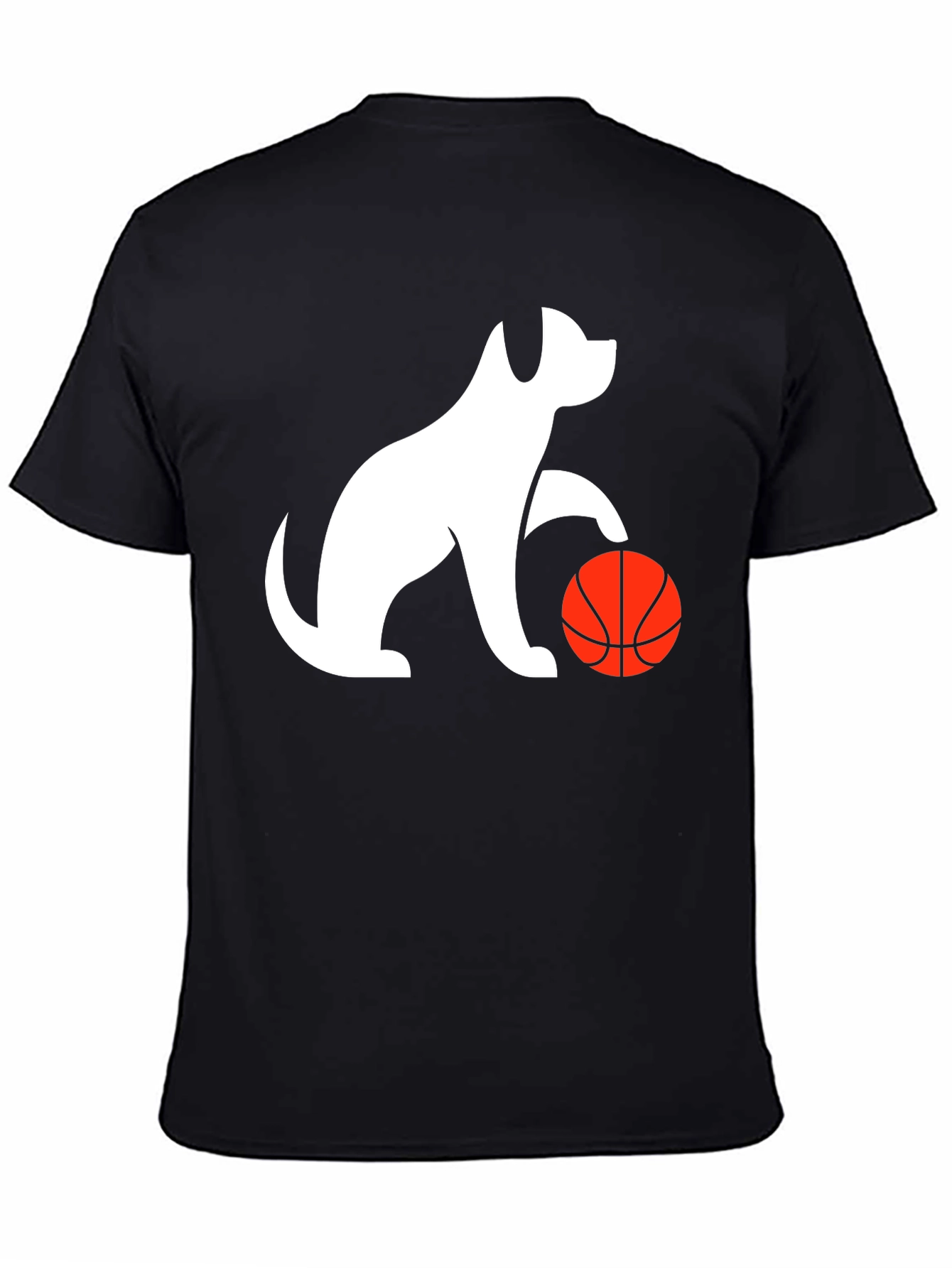 Dog Playing Basketball Black Graphic Tee