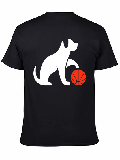 Dog Playing Basketball Black Graphic Tee