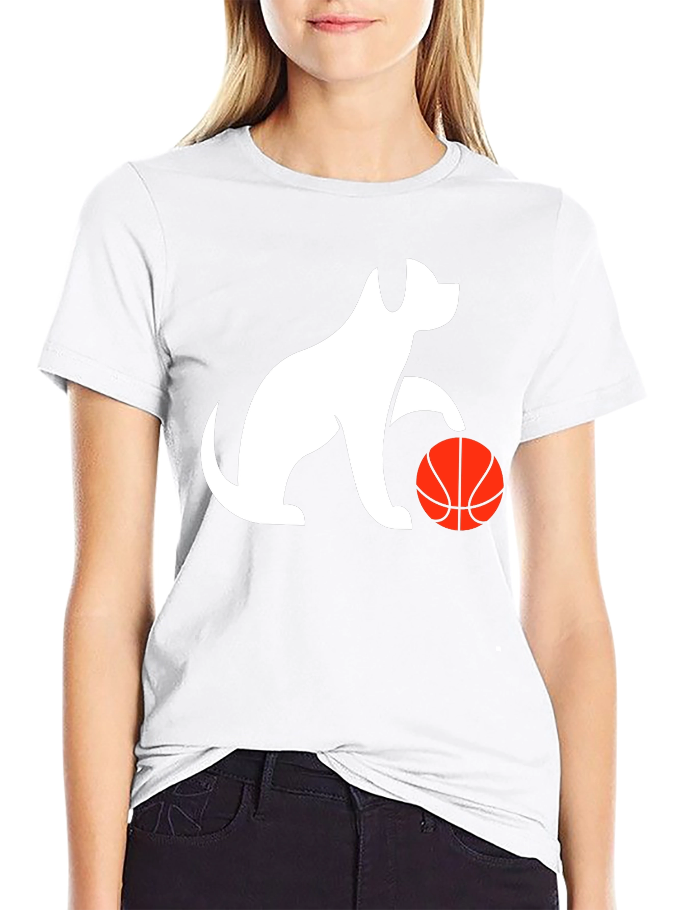 Dog Playing Basketball Black Graphic Tee