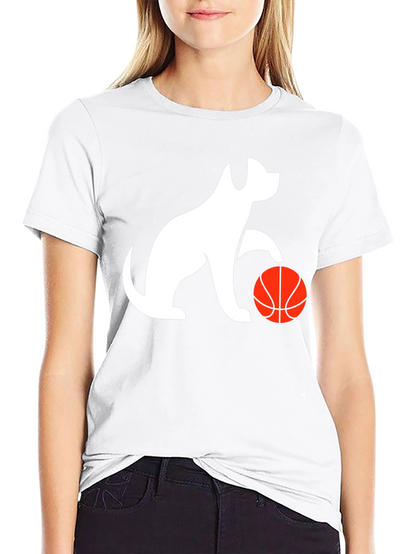 Dog Playing Basketball Black Graphic Tee