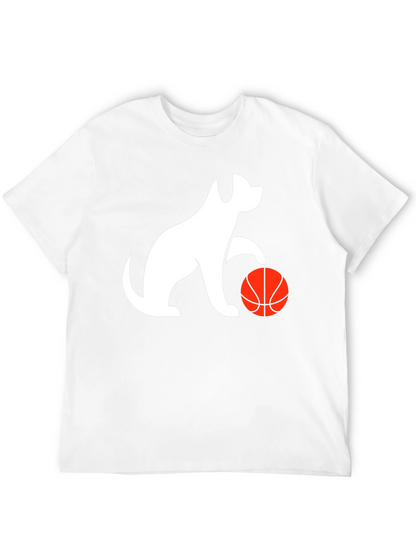 Dog Playing Basketball Black Graphic Tee