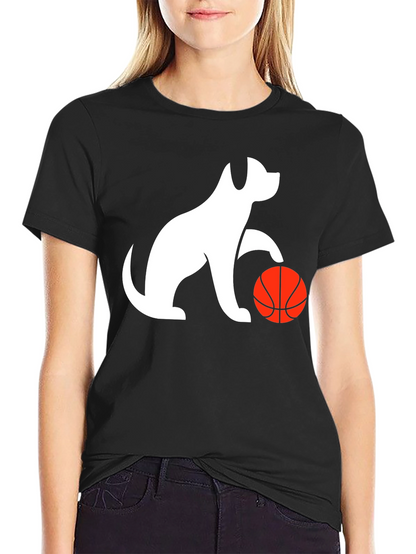 Dog Playing Basketball Black Graphic Tee