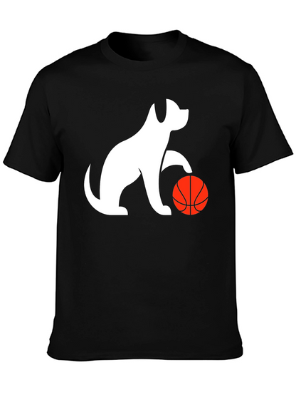 Dog Playing Basketball Black Graphic Tee