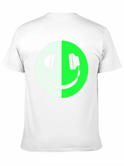 Headphone Smiley Face Graphic Tee - Black