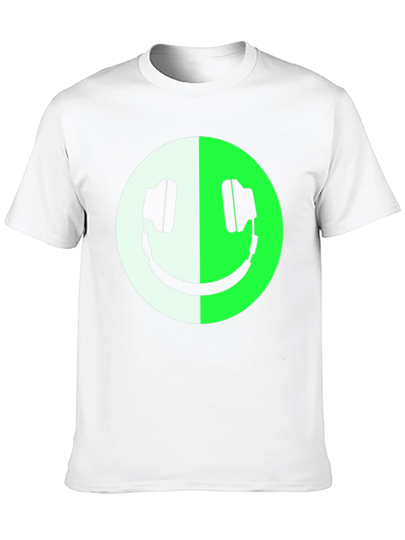 Headphone Smiley Face Graphic Tee - Black