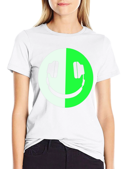 Headphone Smiley Face Graphic Tee - Black