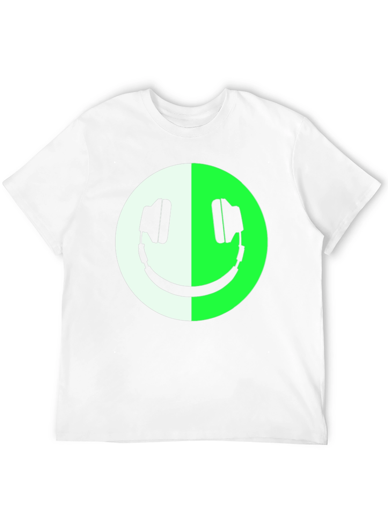 Headphone Smiley Face Graphic Tee - Black