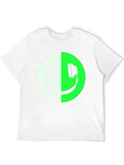 Headphone Smiley Face Graphic Tee - Black