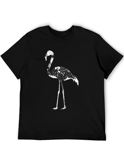 Mens Black T-shirt with Flamingo Print