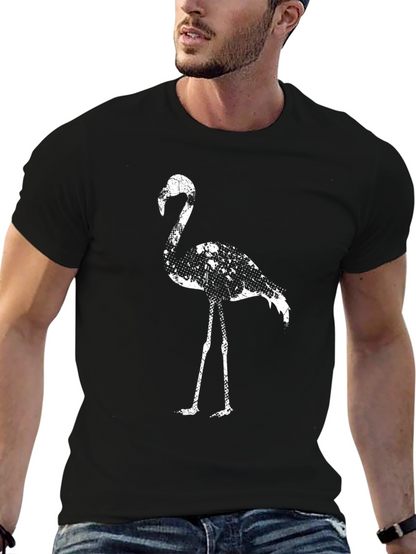 Mens Black T-shirt with Flamingo Print