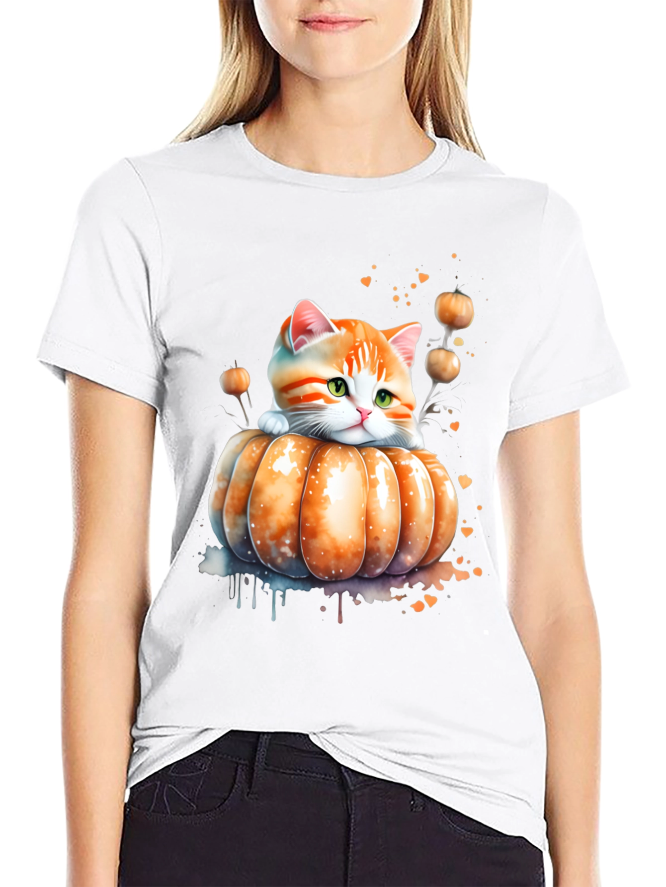 Cute Kitten in Pumpkin Patch T-Shirt