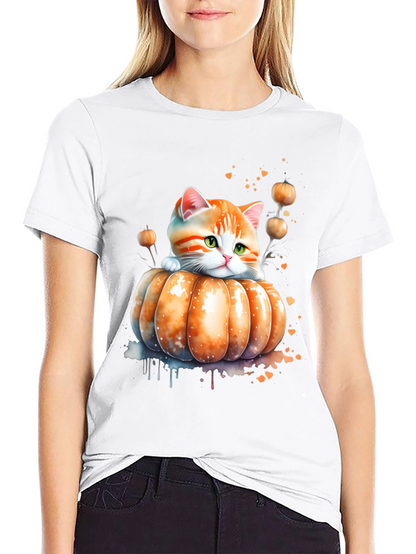 Cute Kitten in Pumpkin Patch T-Shirt