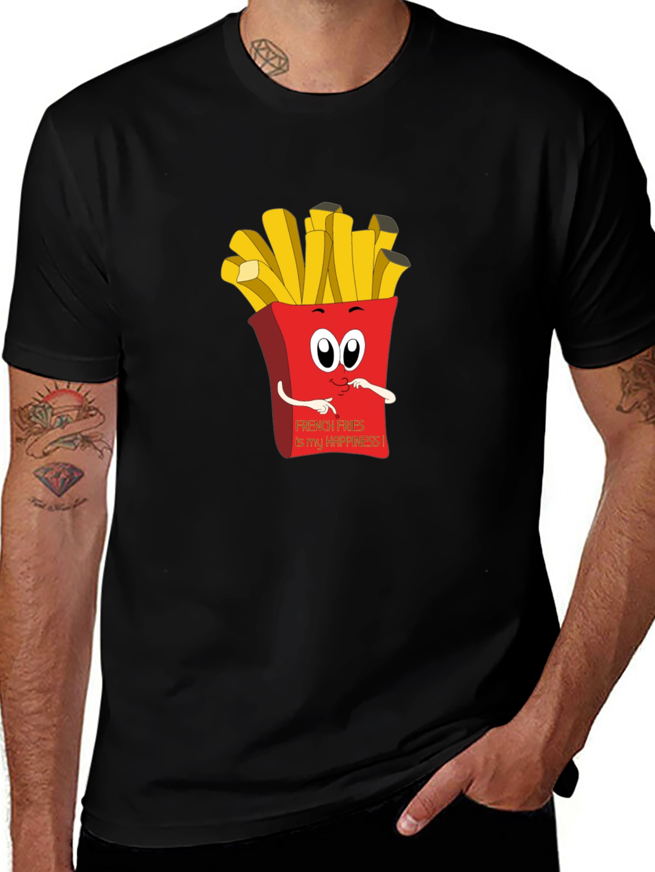 French Fries Happiness Graphic Tee - Black