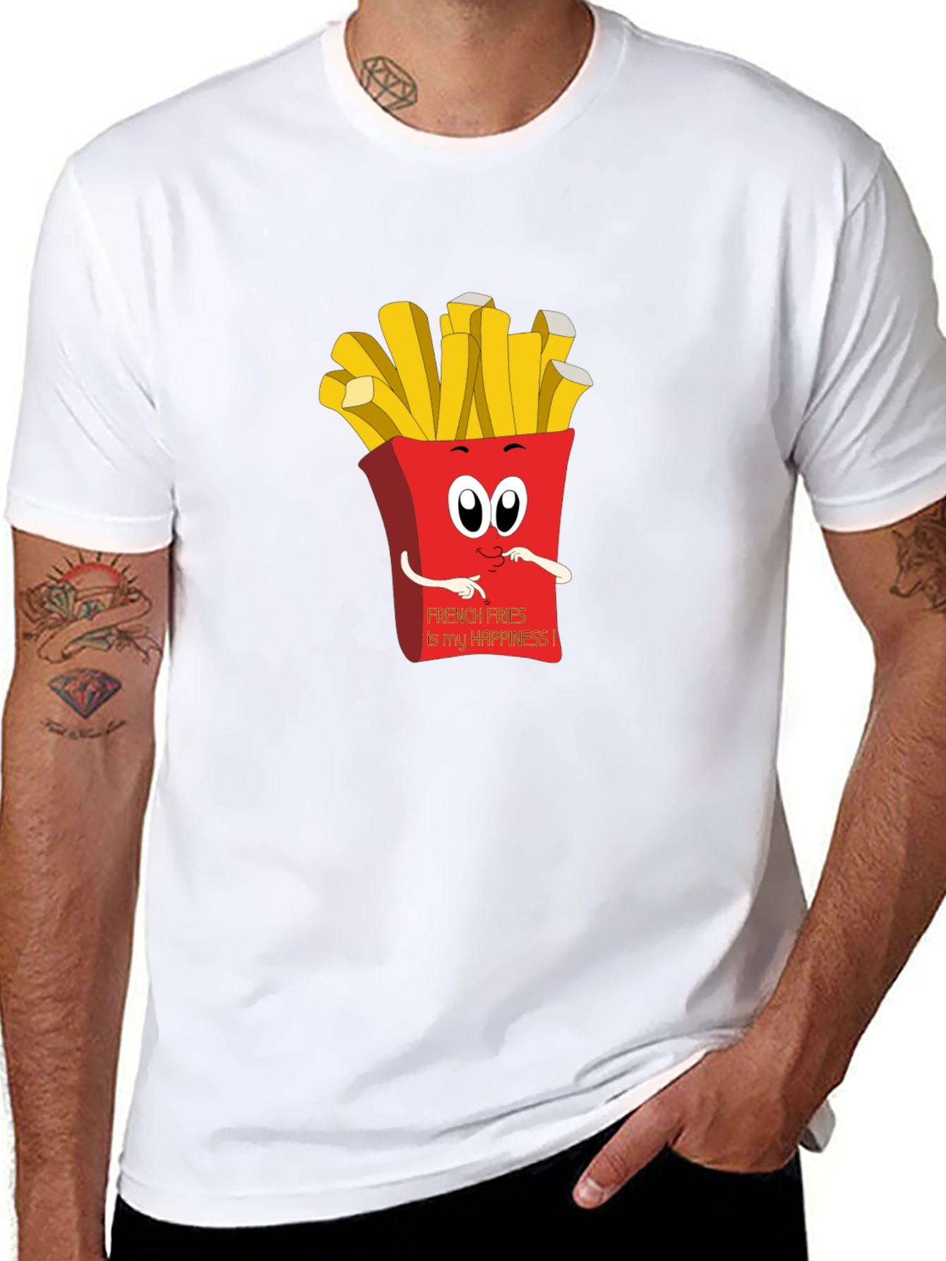 French Fries Happiness Graphic Tee - Black