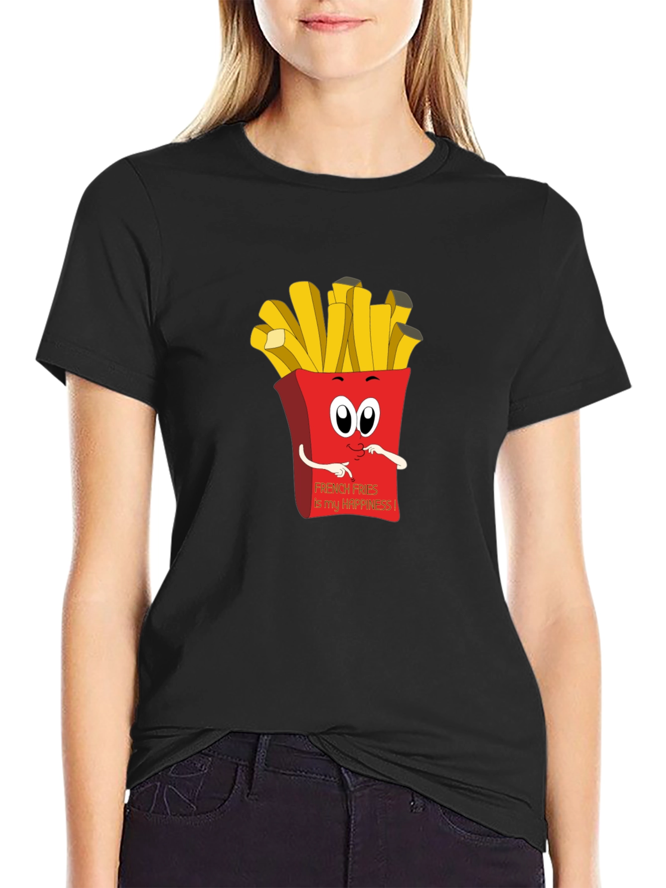 French Fries Happiness Graphic Tee - Black