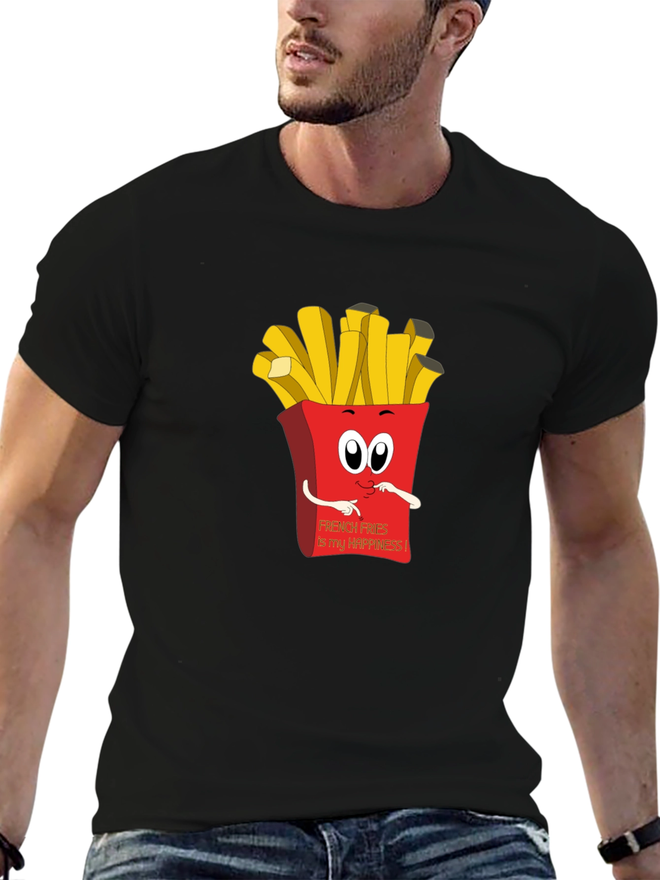 French Fries Happiness Graphic Tee - Black