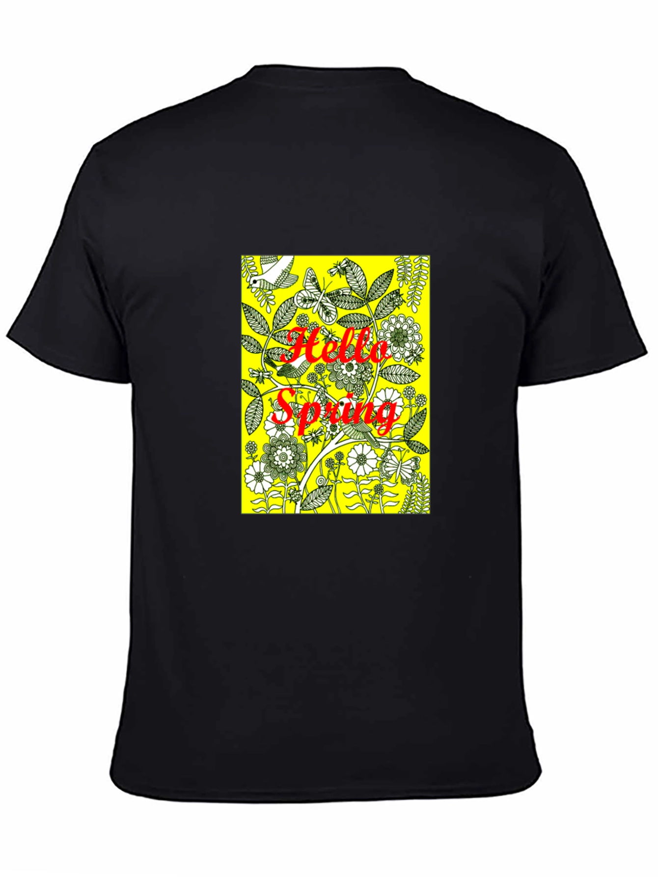 Hello Spring Black Graphic Tee