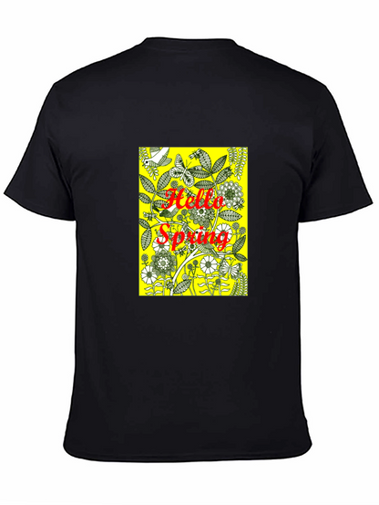 Hello Spring Black Graphic Tee