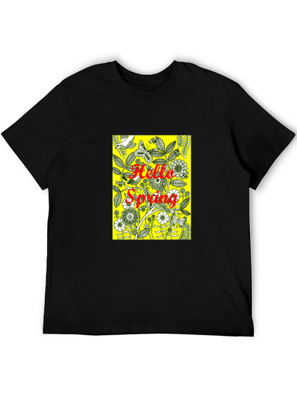 Hello Spring Black Graphic Tee