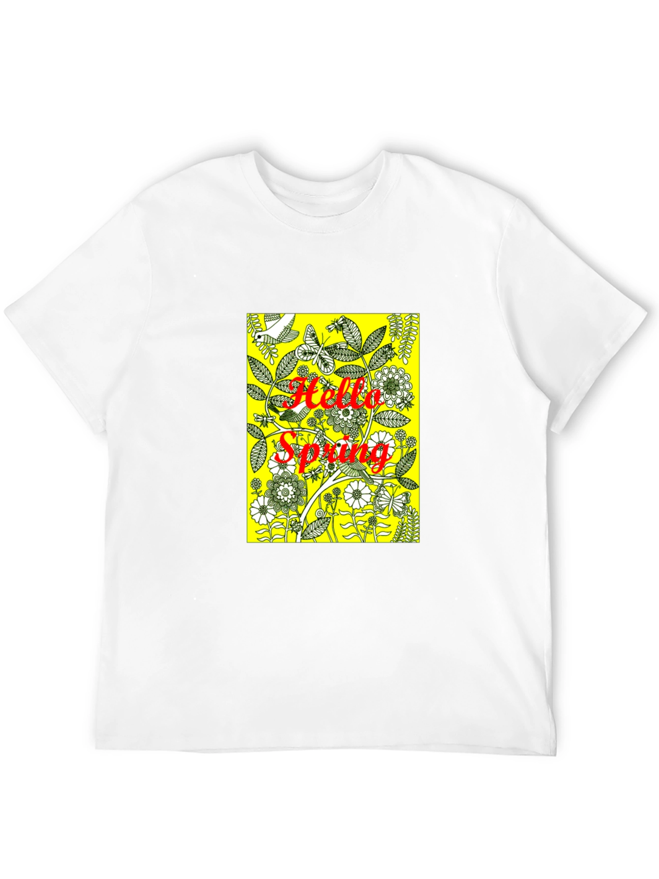 Hello Spring Black Graphic Tee