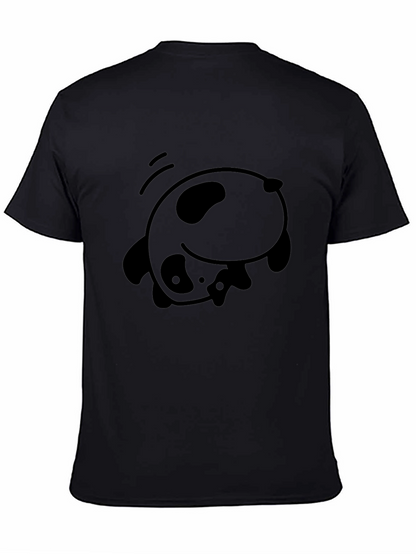 Cute Panda Falling Black T-Shirt