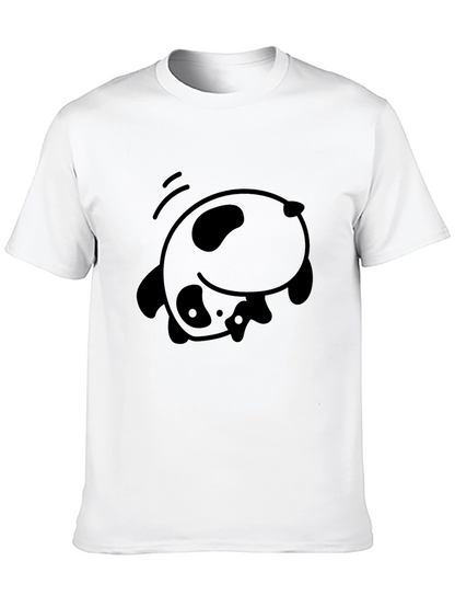Cute Panda Falling Black T-Shirt