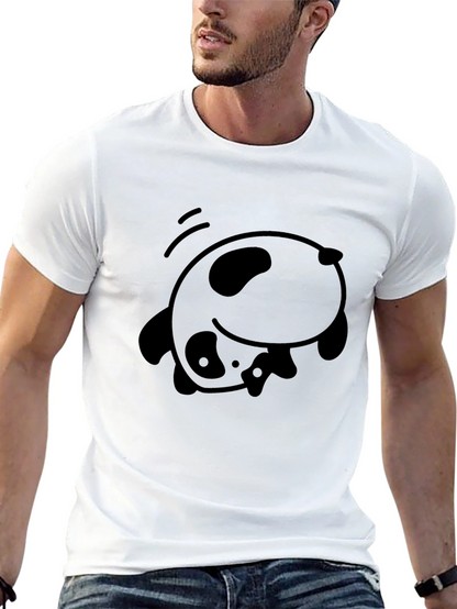 Cute Panda Falling Black T-Shirt