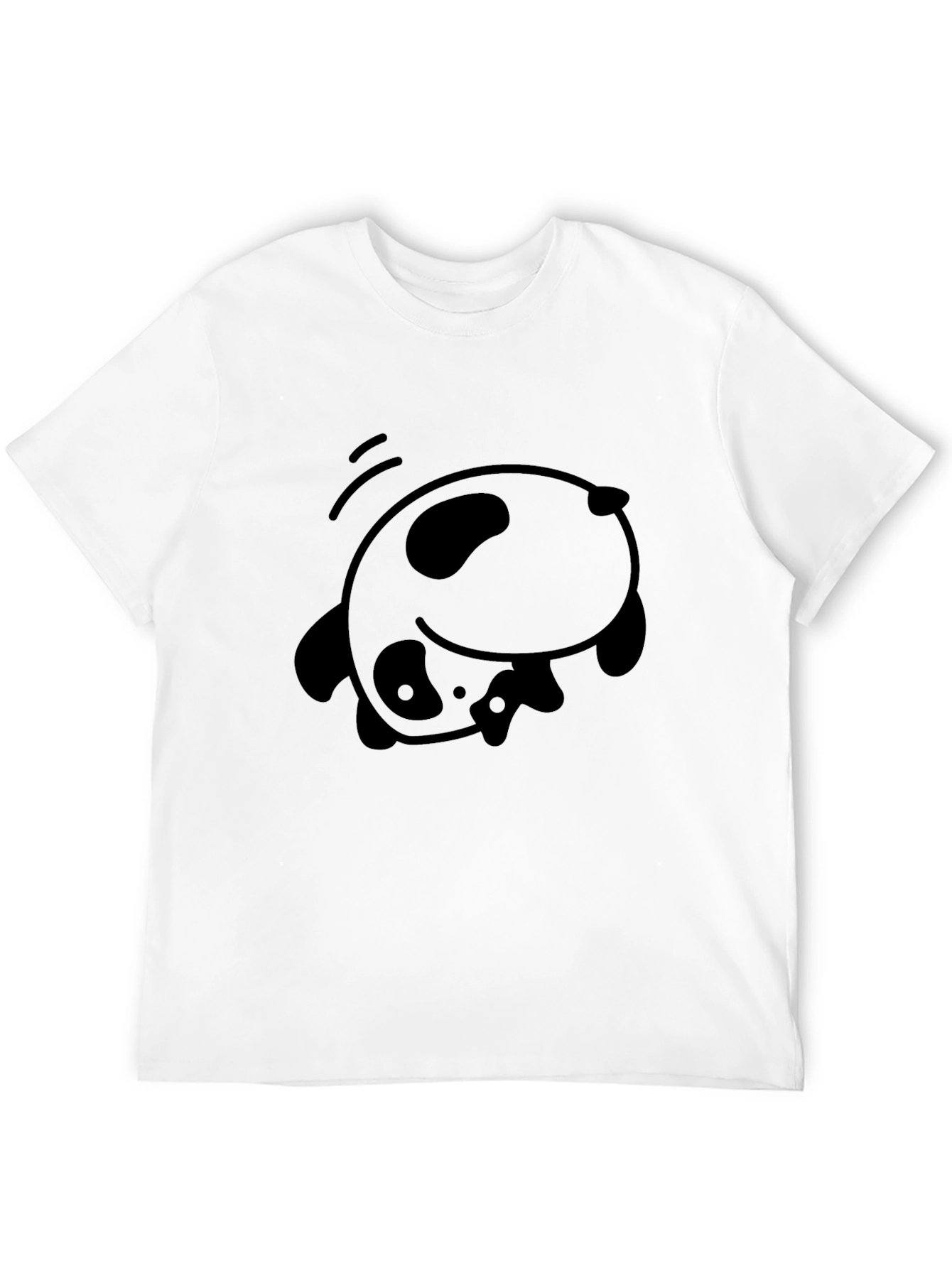 Cute Panda Falling Black T-Shirt