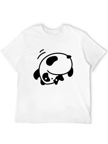 Cute Panda Falling Black T-Shirt