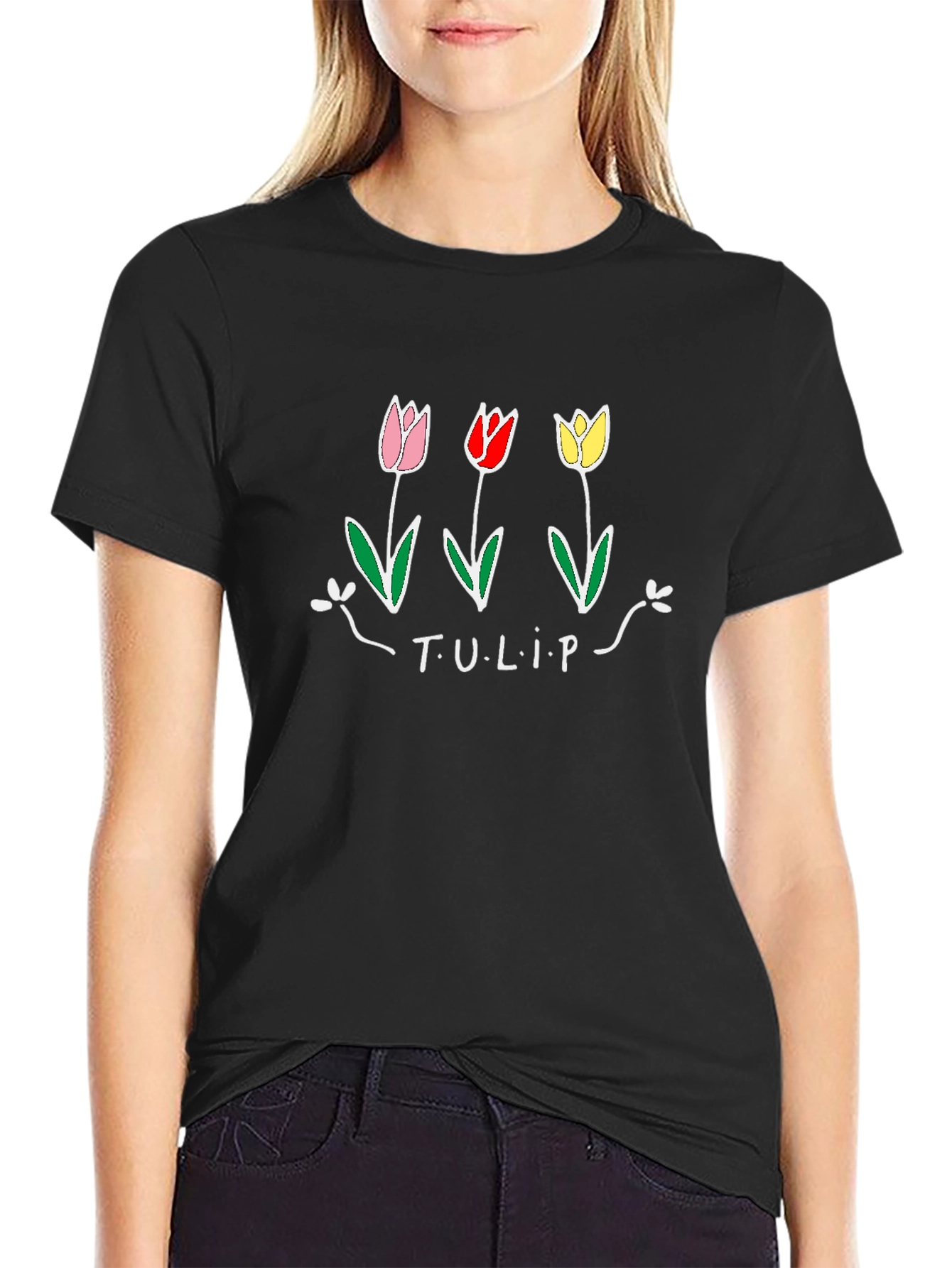 Tulip Graphic T-Shirt - Black Unisex Tee