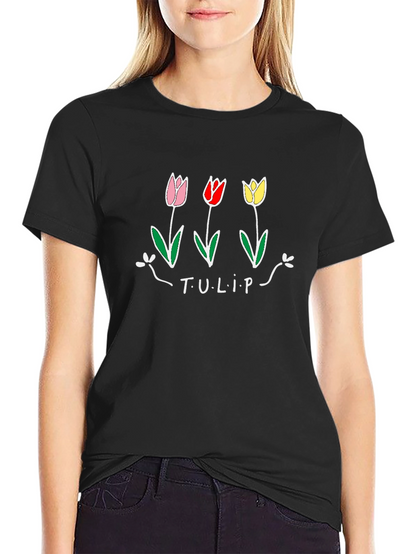 Tulip Graphic T-Shirt - Black Unisex Tee
