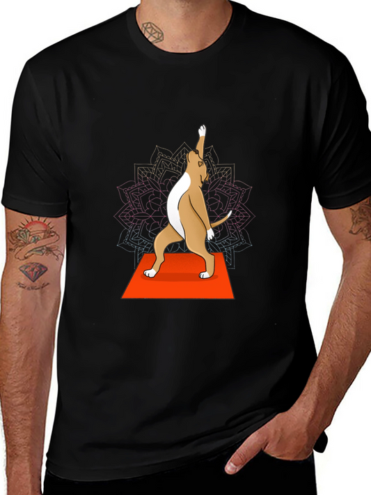 Yoga Dog Graphic Tee - Black Crew Neck T-Shirt