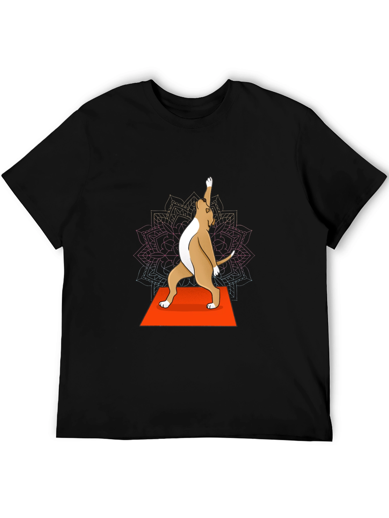 Yoga Dog Graphic Tee - Black Crew Neck T-Shirt