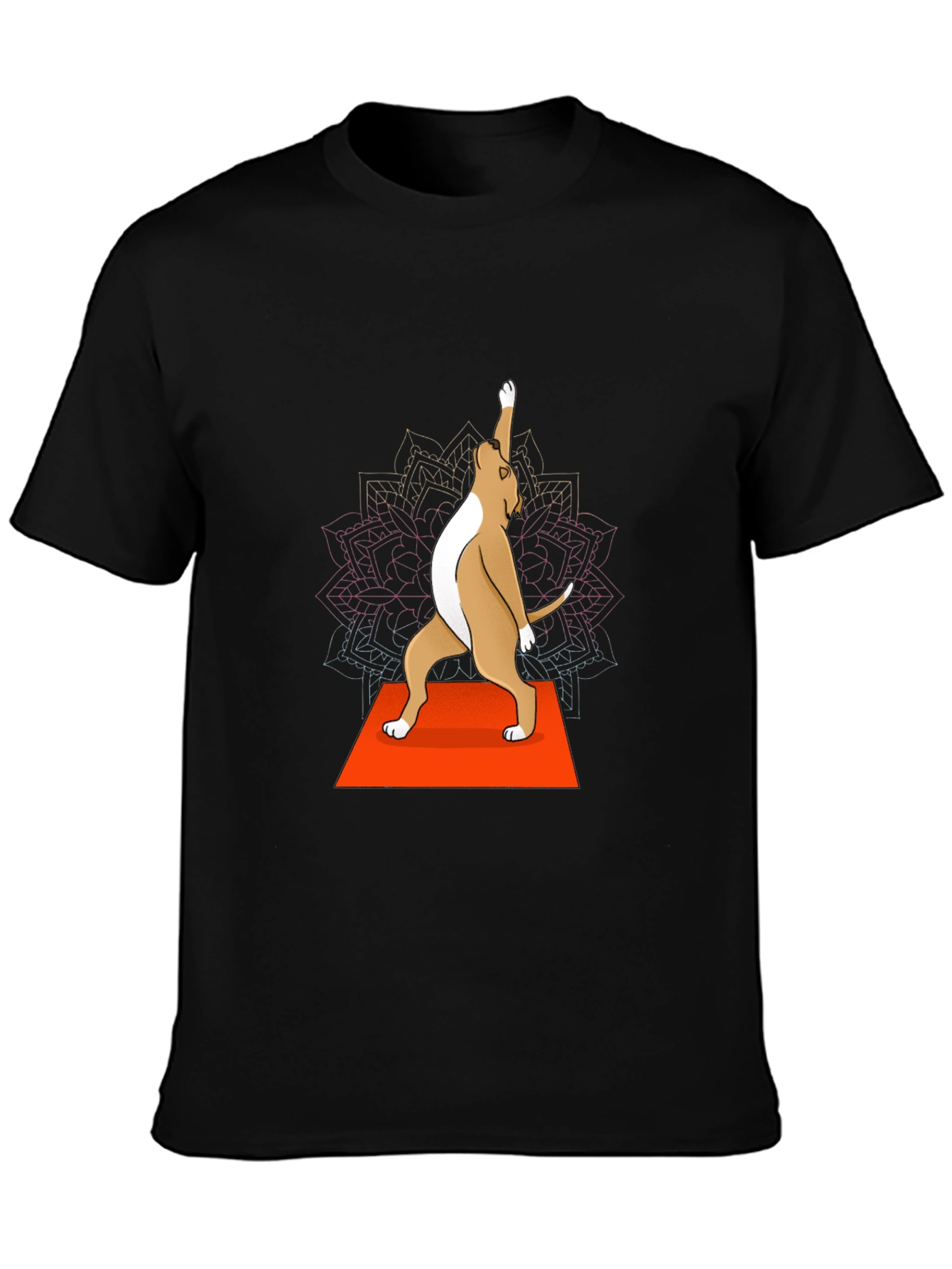 Yoga Dog Graphic Tee - Black Crew Neck T-Shirt