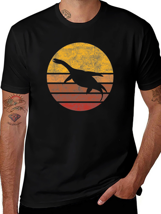 Retro Plesiosaur Sunset Graphic Tee